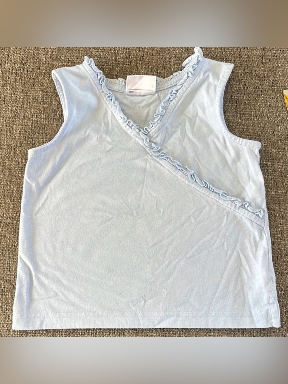 Hanna Andersson Girls Light Blue Asymmetrical Wrap Tank Top Size 100 4T